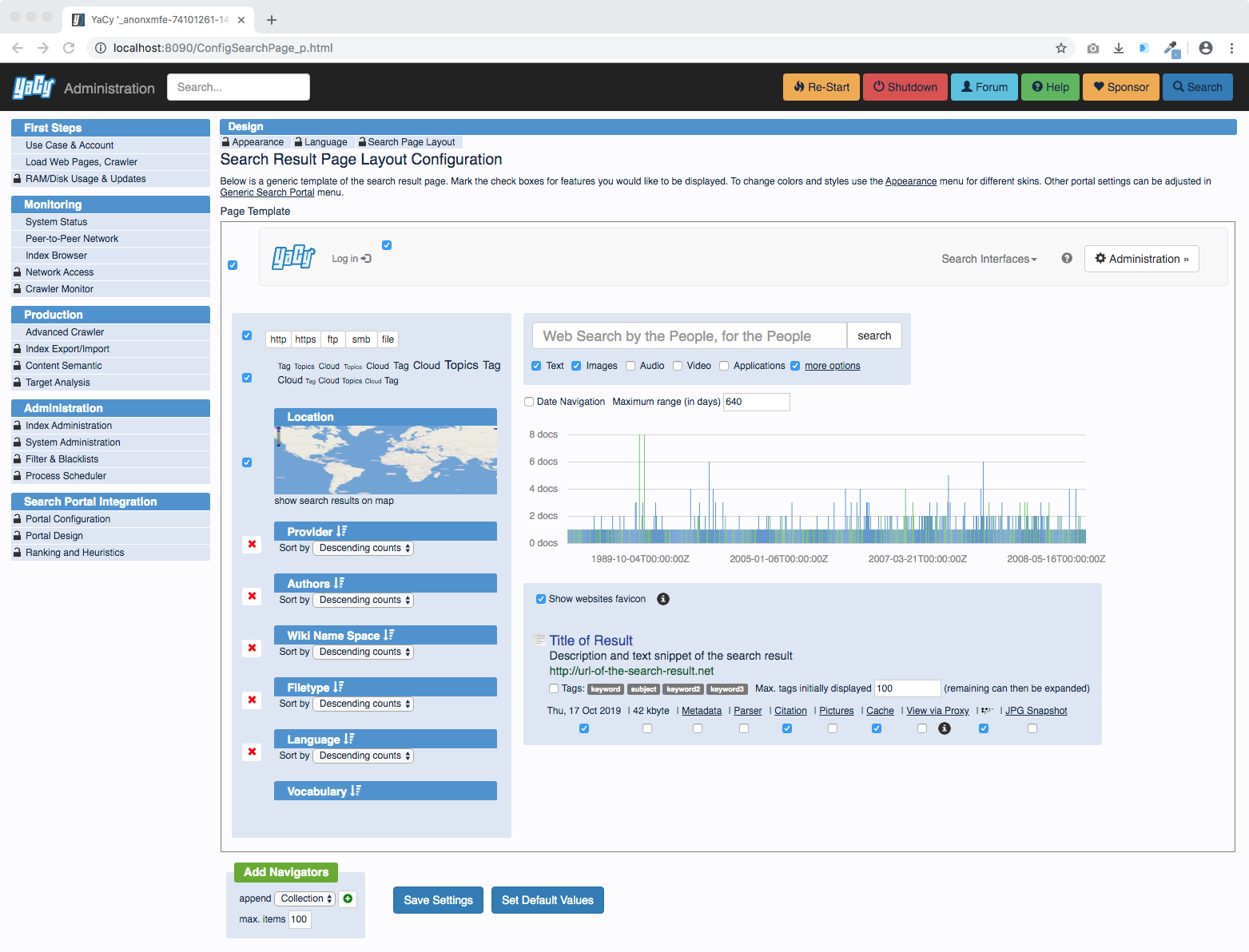 YaCy Search Engine Configuration